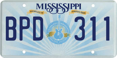 MS license plate BPD311