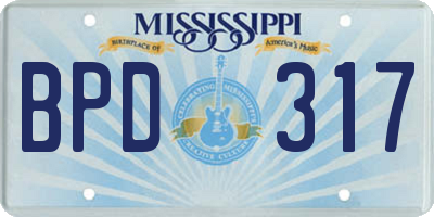 MS license plate BPD317