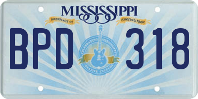 MS license plate BPD318