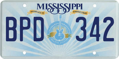 MS license plate BPD342