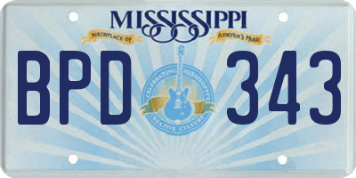 MS license plate BPD343