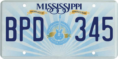 MS license plate BPD345