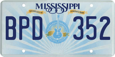 MS license plate BPD352