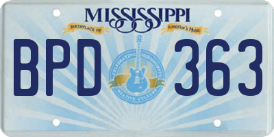 MS license plate BPD363