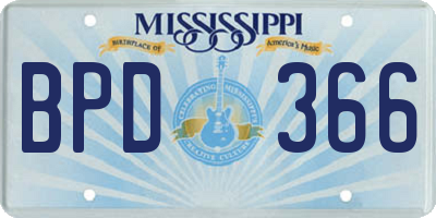 MS license plate BPD366