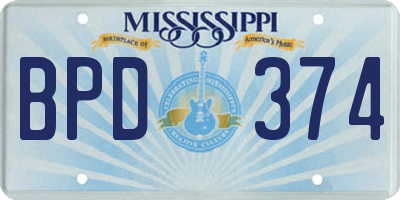MS license plate BPD374