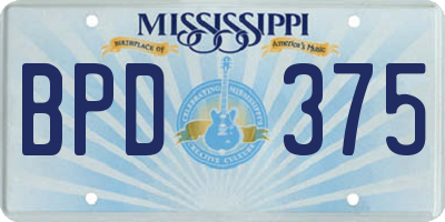 MS license plate BPD375