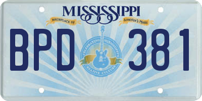 MS license plate BPD381
