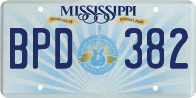 MS license plate BPD382