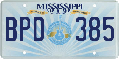 MS license plate BPD385