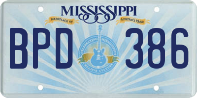 MS license plate BPD386