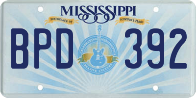 MS license plate BPD392