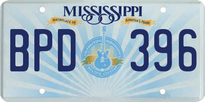 MS license plate BPD396