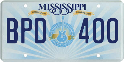 MS license plate BPD400