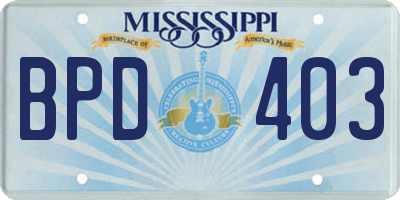 MS license plate BPD403
