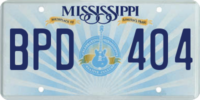MS license plate BPD404