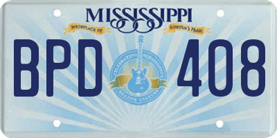 MS license plate BPD408