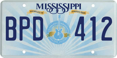 MS license plate BPD412