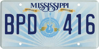MS license plate BPD416