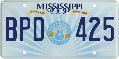 MS license plate BPD425