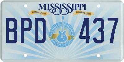 MS license plate BPD437