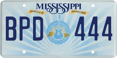 MS license plate BPD444