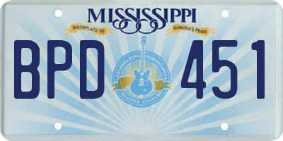 MS license plate BPD451