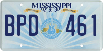 MS license plate BPD461