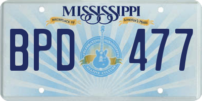 MS license plate BPD477