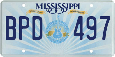 MS license plate BPD497