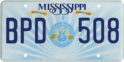 MS license plate BPD508