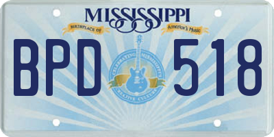 MS license plate BPD518
