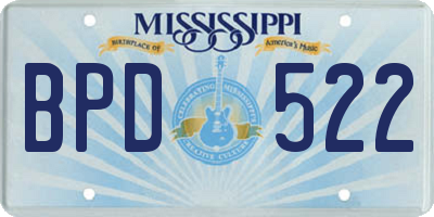 MS license plate BPD522
