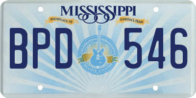 MS license plate BPD546
