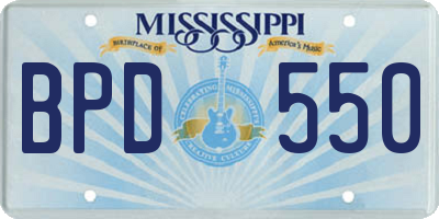 MS license plate BPD550