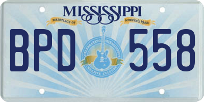 MS license plate BPD558