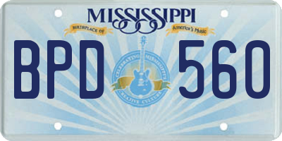MS license plate BPD560
