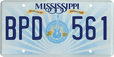 MS license plate BPD561