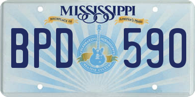 MS license plate BPD590