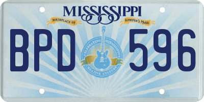 MS license plate BPD596