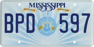 MS license plate BPD597
