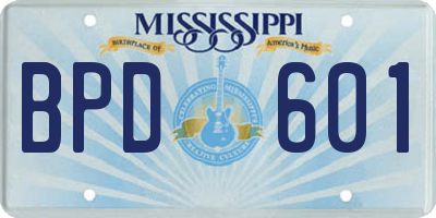 MS license plate BPD601