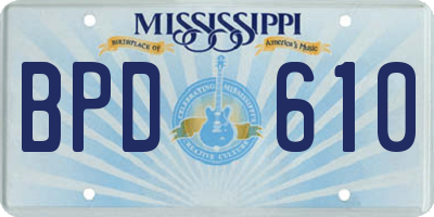 MS license plate BPD610