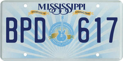 MS license plate BPD617
