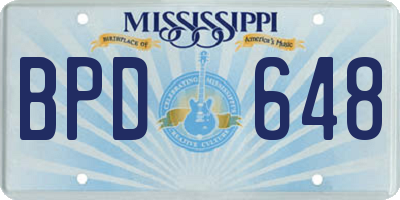 MS license plate BPD648