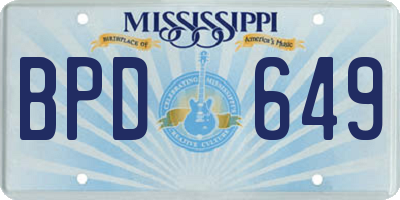 MS license plate BPD649