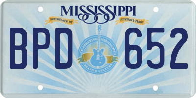 MS license plate BPD652