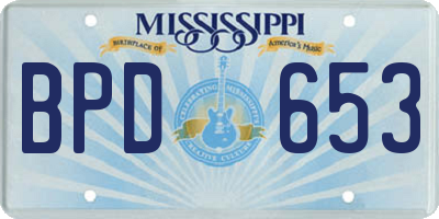 MS license plate BPD653