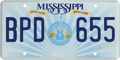 MS license plate BPD655