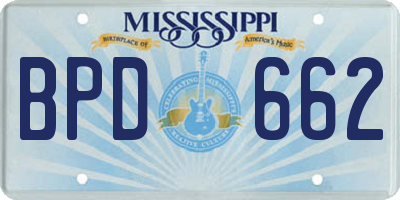 MS license plate BPD662
